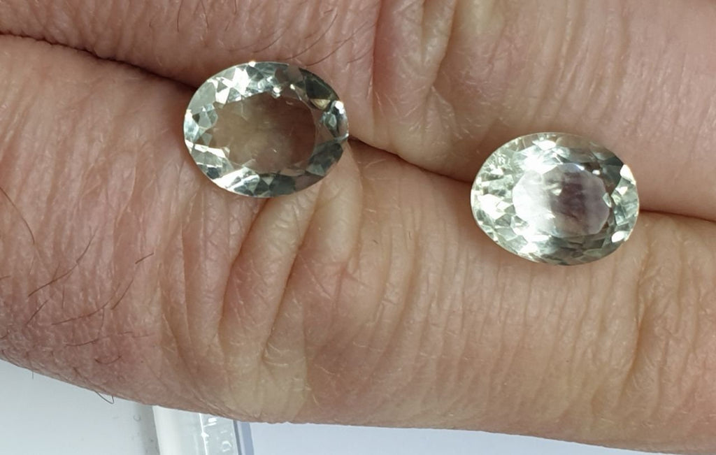 Lote de 4 piezas de amatista verde prasiolita facetada ovalada de 11 x 9 mm - Lote de piedras preciosas