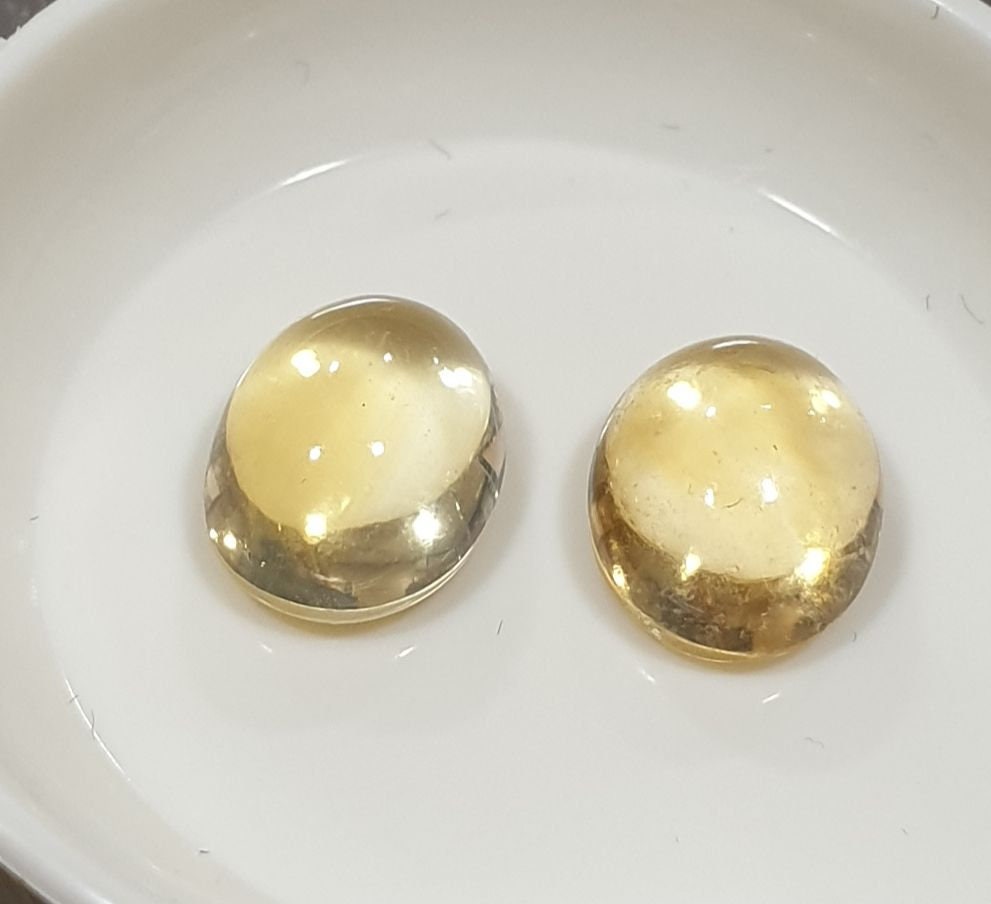 Citrine Pair 10x8mm Cabochon Shape 10x8mm. 2 pcs