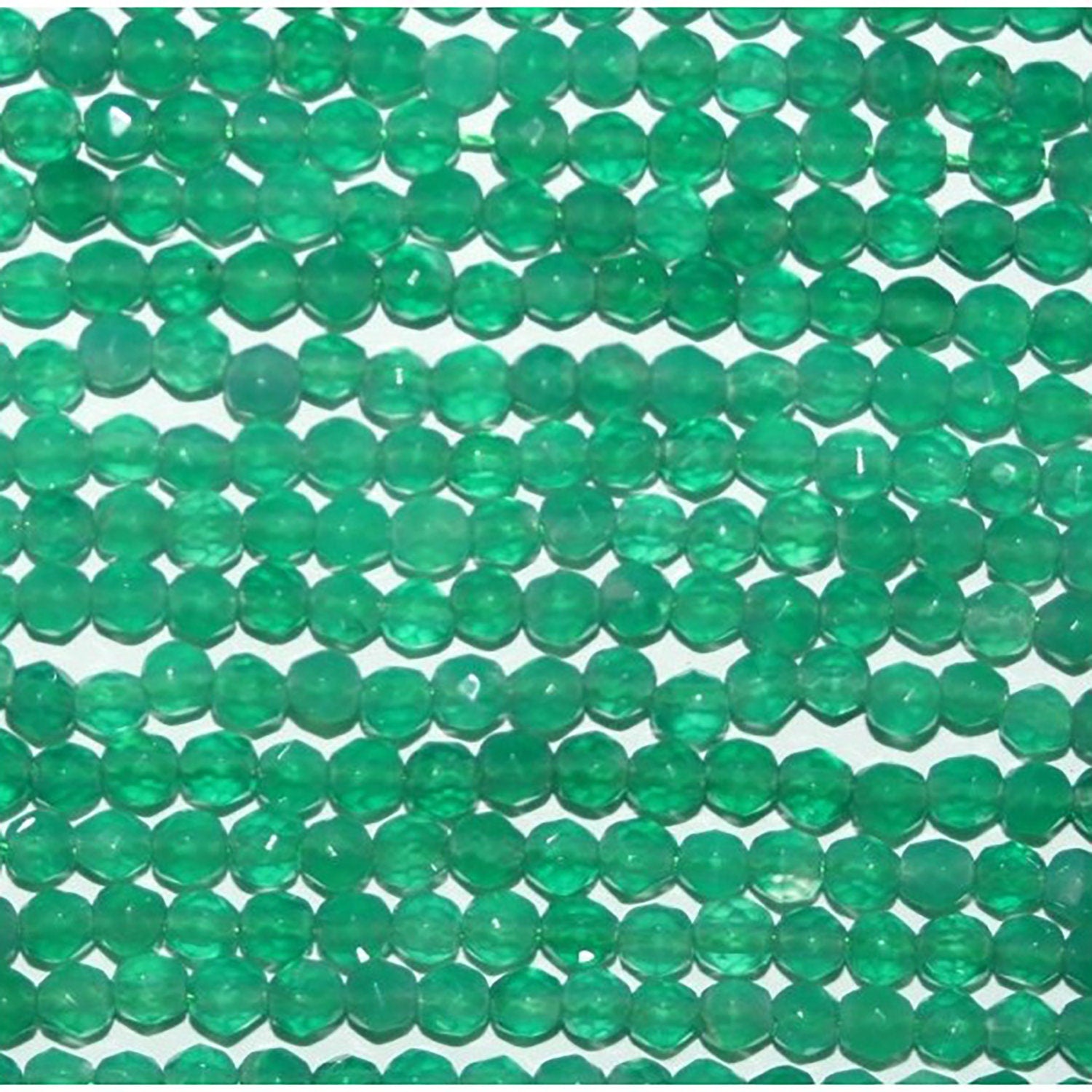 Perles rondes à facettes en agate verte St, 3 mm, 15 pouces (38 cm) - Fil de 39 cm