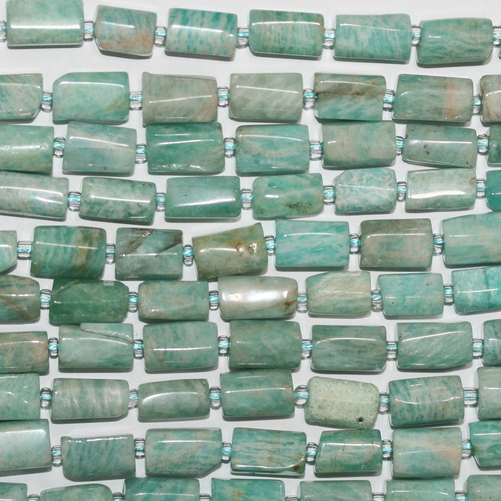 Cuentas de tubo liso de amazonita St. de 16", 12 x 6 mm, aprox., hilo de 40 cm.