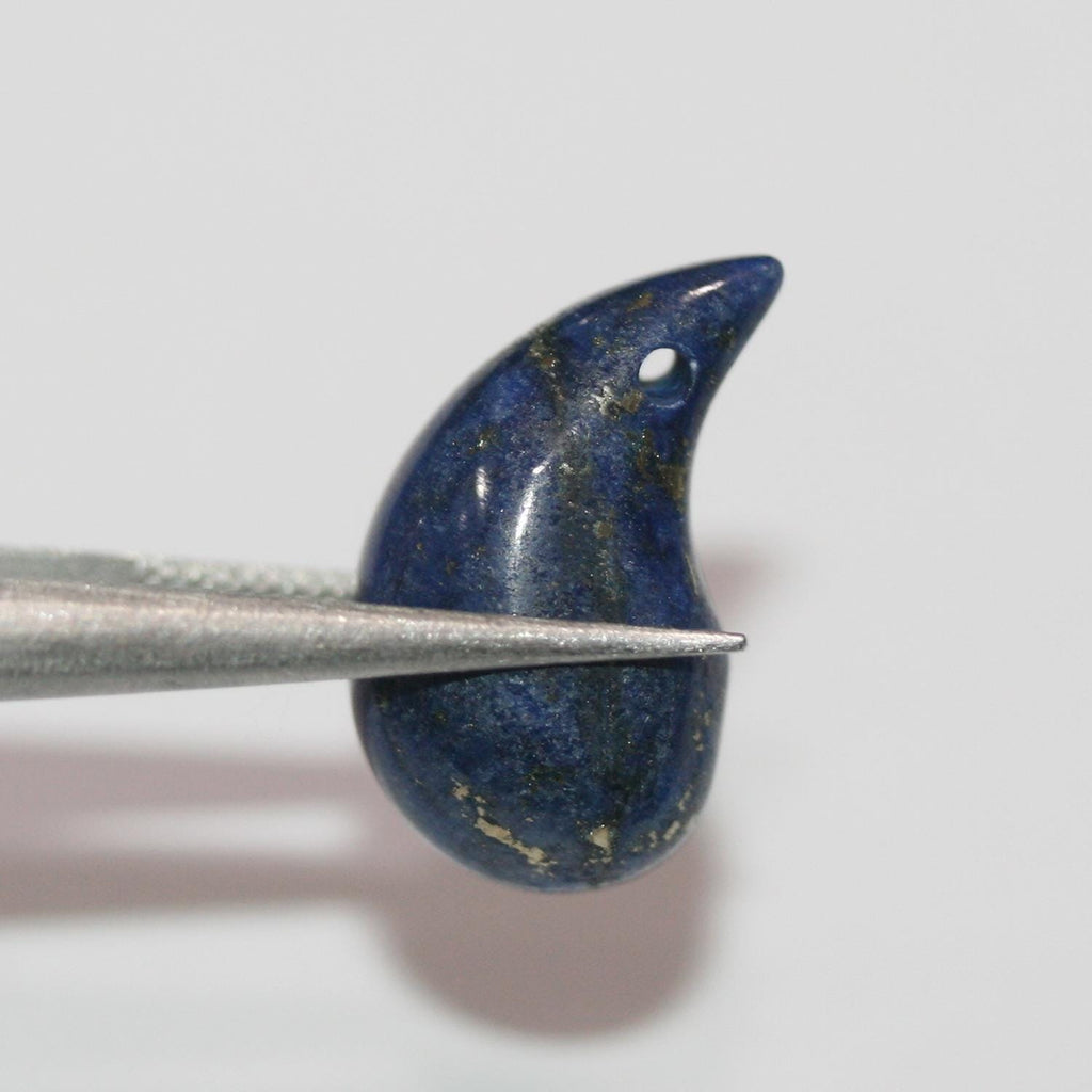 Pendentif en lapis-lazuli lisse en forme de défense 20x10mm.( 1 paire )