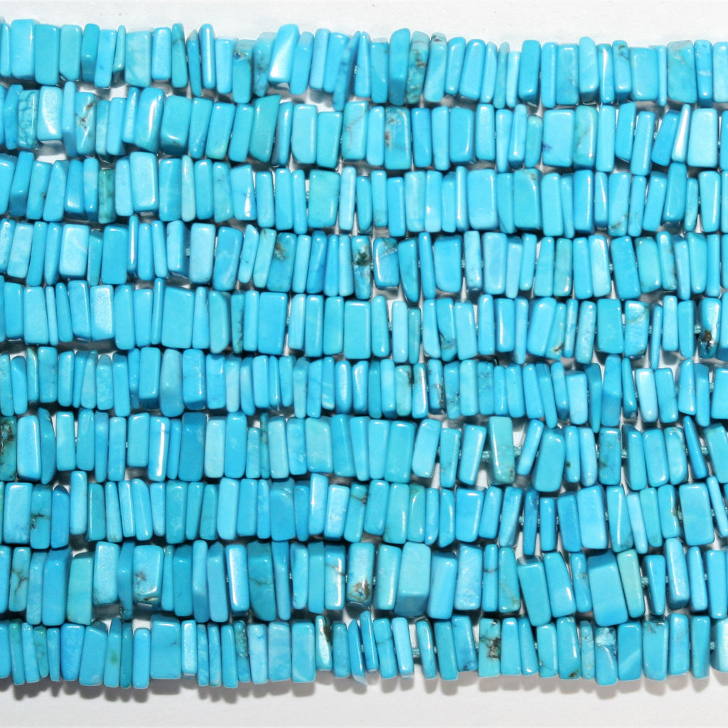 16" Cuentas cuadradas planas lisas de color turquesa 4x1 mm - Hilo de 42 cm.