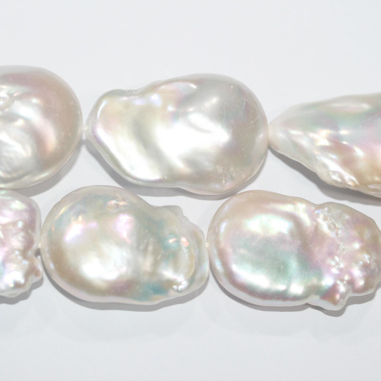 Perlas barrocas de agua dulce de 16", 32 x 22 mm - Hilo de 40 cm - Precios al por mayor de perlas naturales