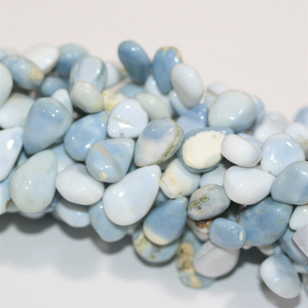 Cuentas de ópalo azul St. de 8", gota lisa, 15 x 10 mm. Aprox. - Hilo de 21 cm.