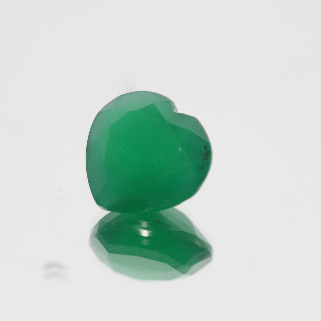 Lot de 2 cœurs à facettes en onix vert de 13 mm. - Pierres précieuses en gros, qualité supérieure.