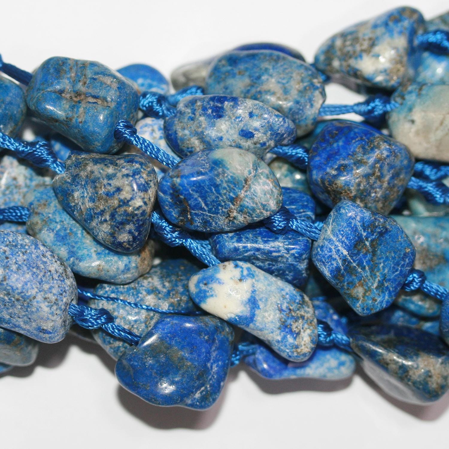 Cuentas de pepitas lisas de lapislázuli de 40 cm, 20-30 mm (aprox. - Hilo de 40 cm)