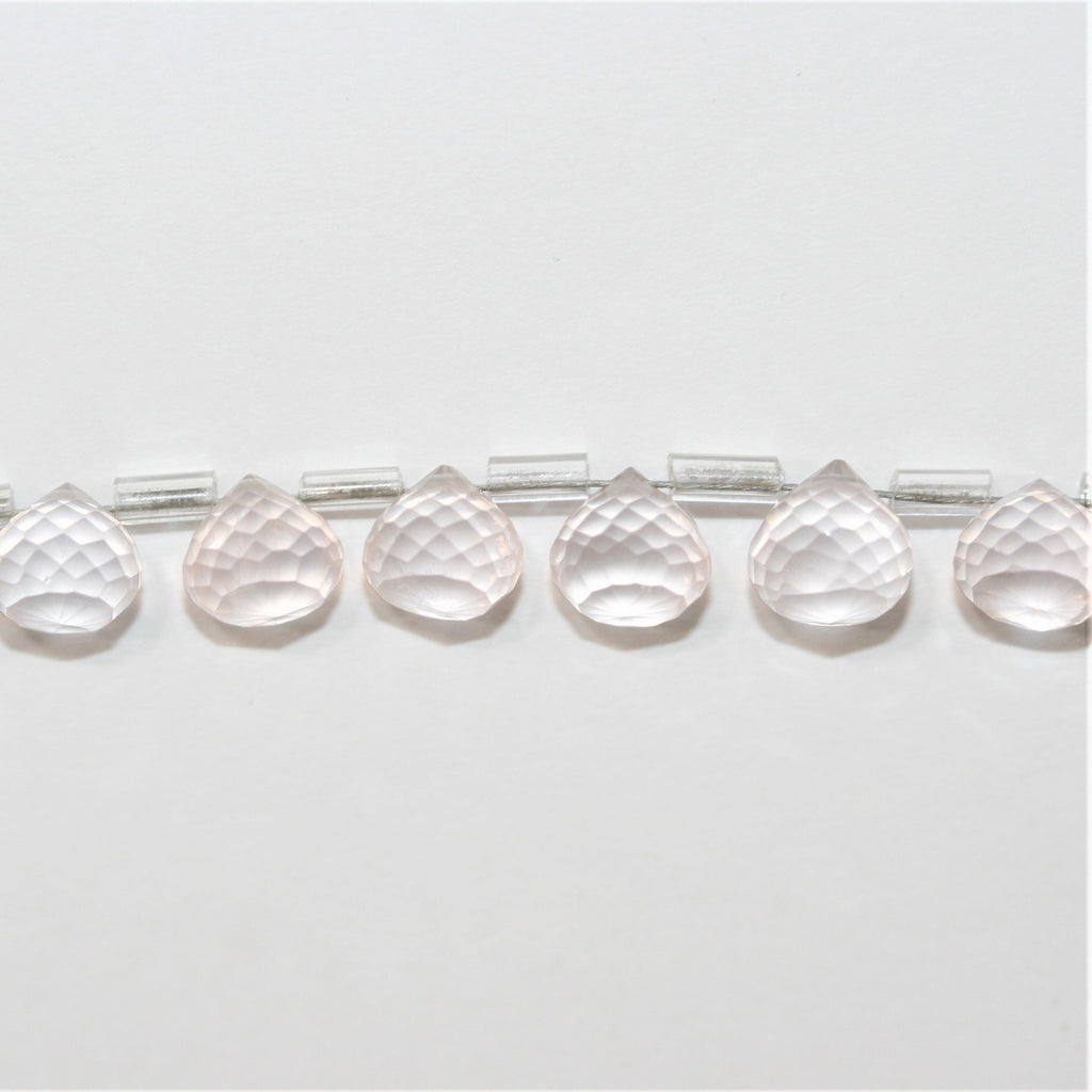 Perles en quartz rose facettées de 9 pouces, 6-7 mm - Fil de 22 cm.