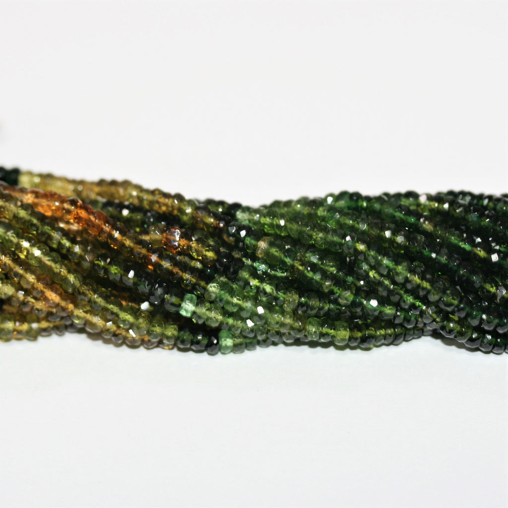 14" St Green Tourmaline Faceted Rondelle Beads 3x2mm.-Strand 36cm.