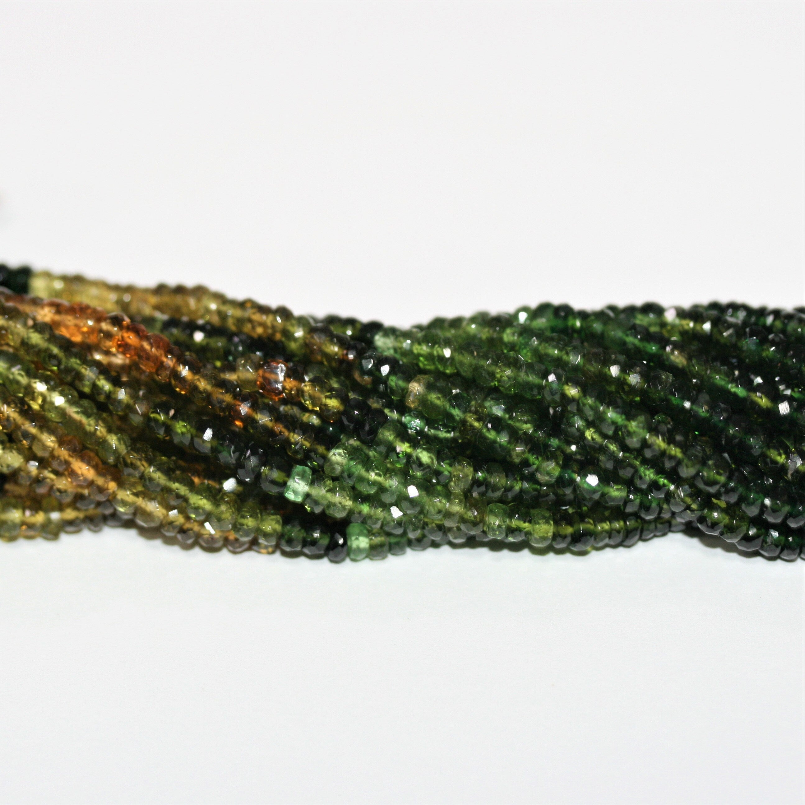 14" St Green Tourmaline Faceted Rondelle Beads 3x2mm.-Strand 36cm.