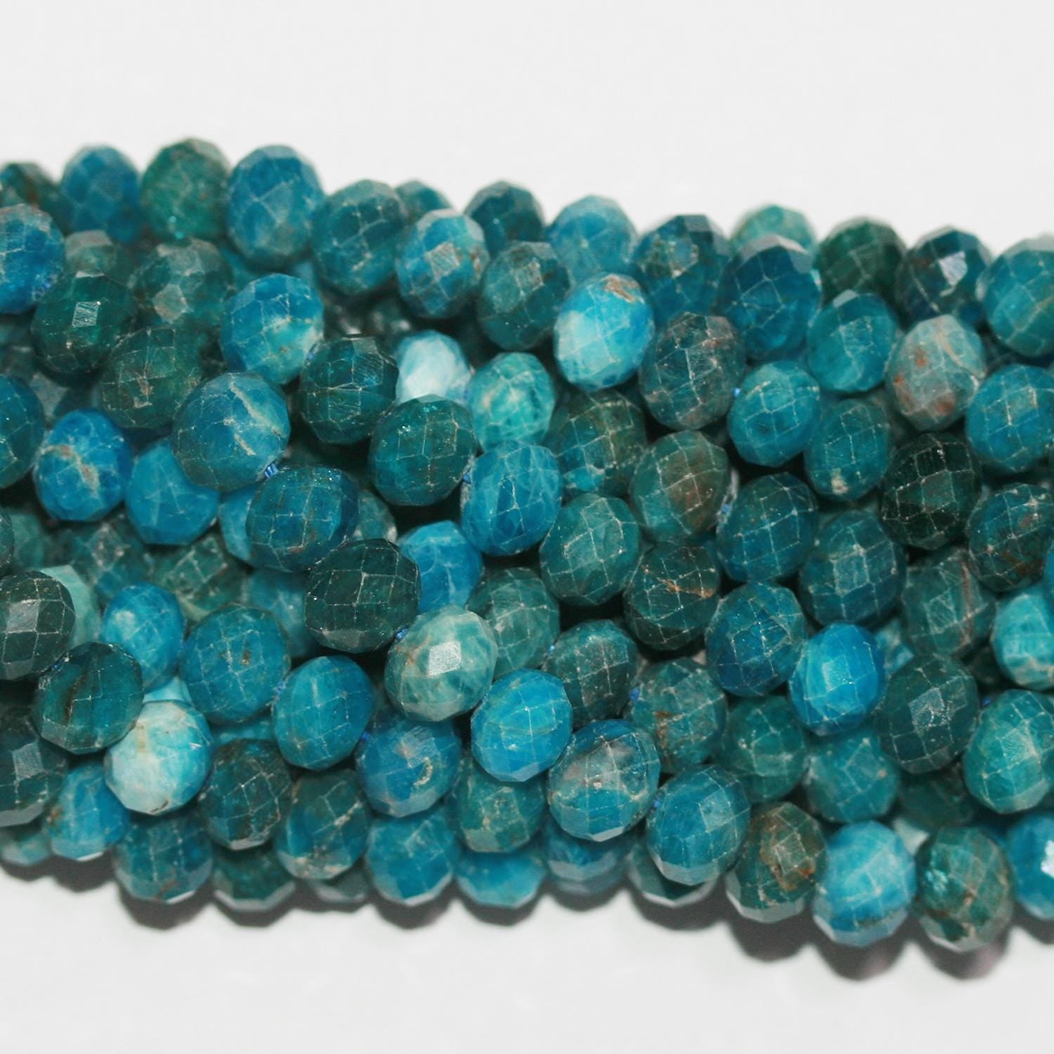 Perles rondelles à facettes en apatite bleue St, 15 pouces (8 x 6 mm) - Fil de 39 cm