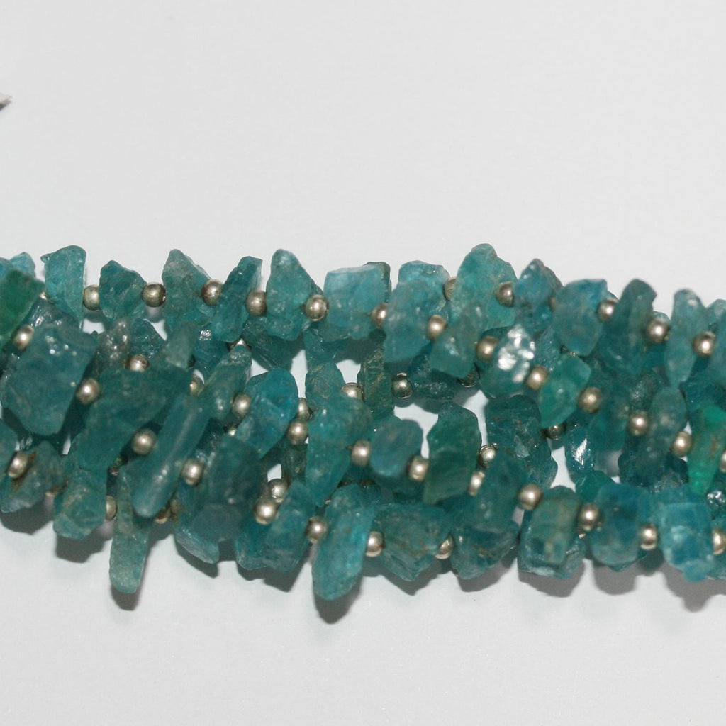 Cuentas de apatita azul sin pulir de 8" (7-8 mm, aprox. - Hilo de 20 cm)