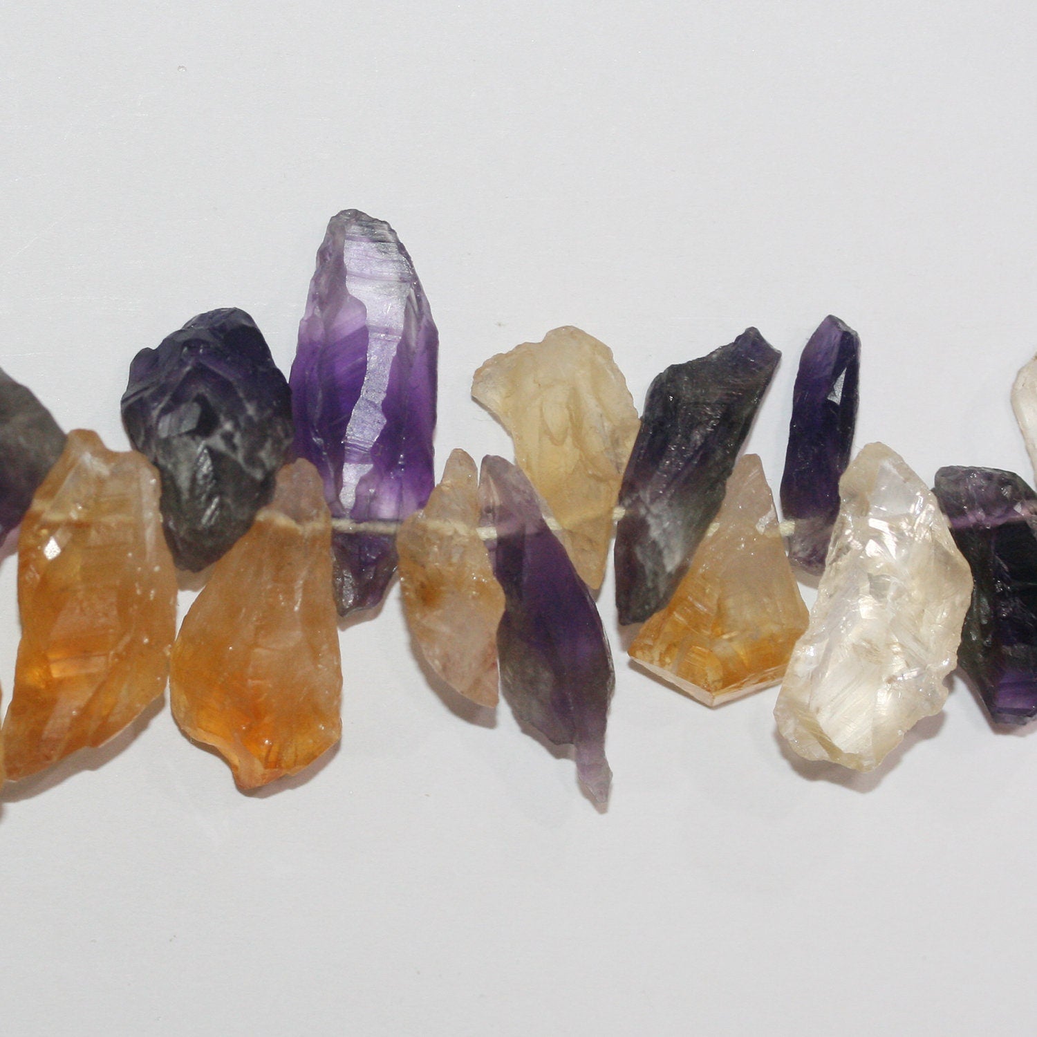 Cuentas de amatista y citrino sin pulir de 16" (15-30 mm) - Hilo de 40 cm