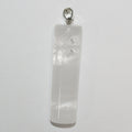 Pendentif cylindrique lisse en quartz cristal de roche 50x13mm.