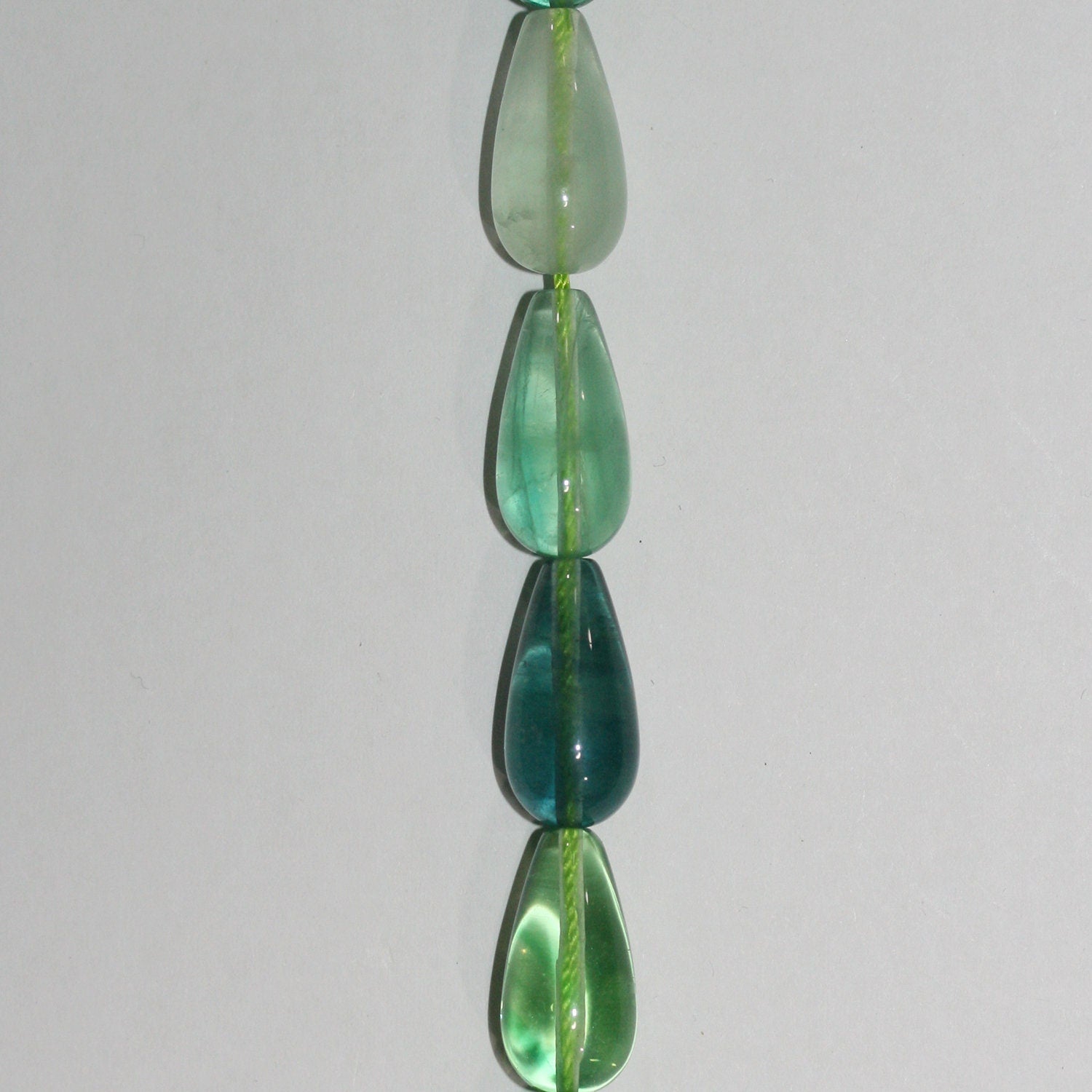 14" St  Fluorite Smooth Drop Beads 20x10mm.-Strand 38cm