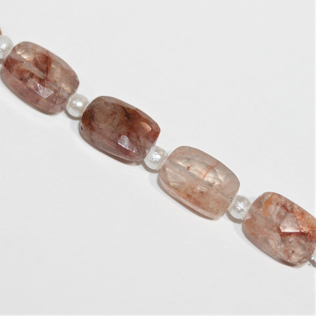 Cuentas rectangulares facetadas de cuarzo mandarina de 7" de St. 9 x 6 mm - Hilo de 17 cm.