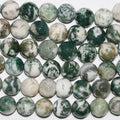 14" St  Moss Agate Faceted Round Beads 12mm.-Strand 38cm