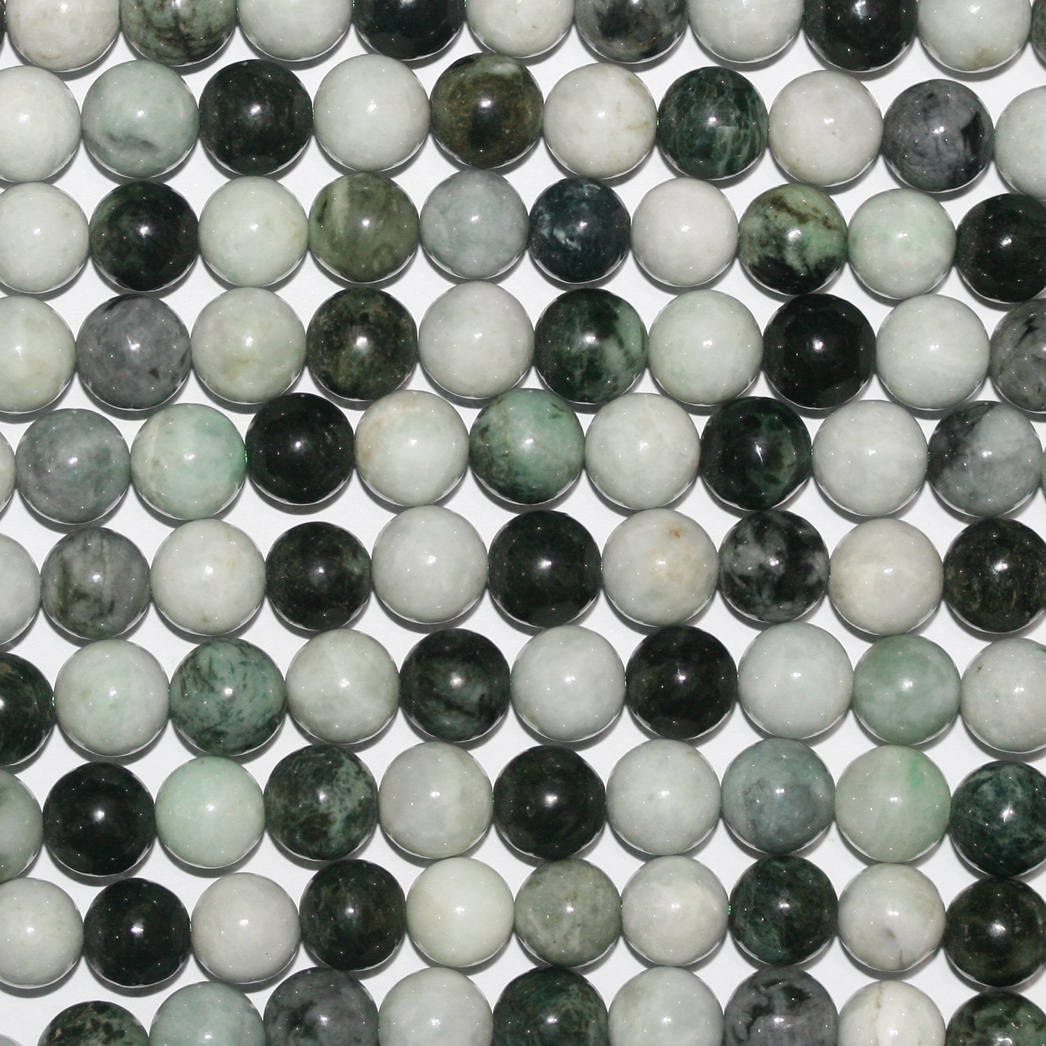Perles rondes lisses en jade de Sainte-Birmanie, 15 pouces, 8 mm - Fil de 39 cm.