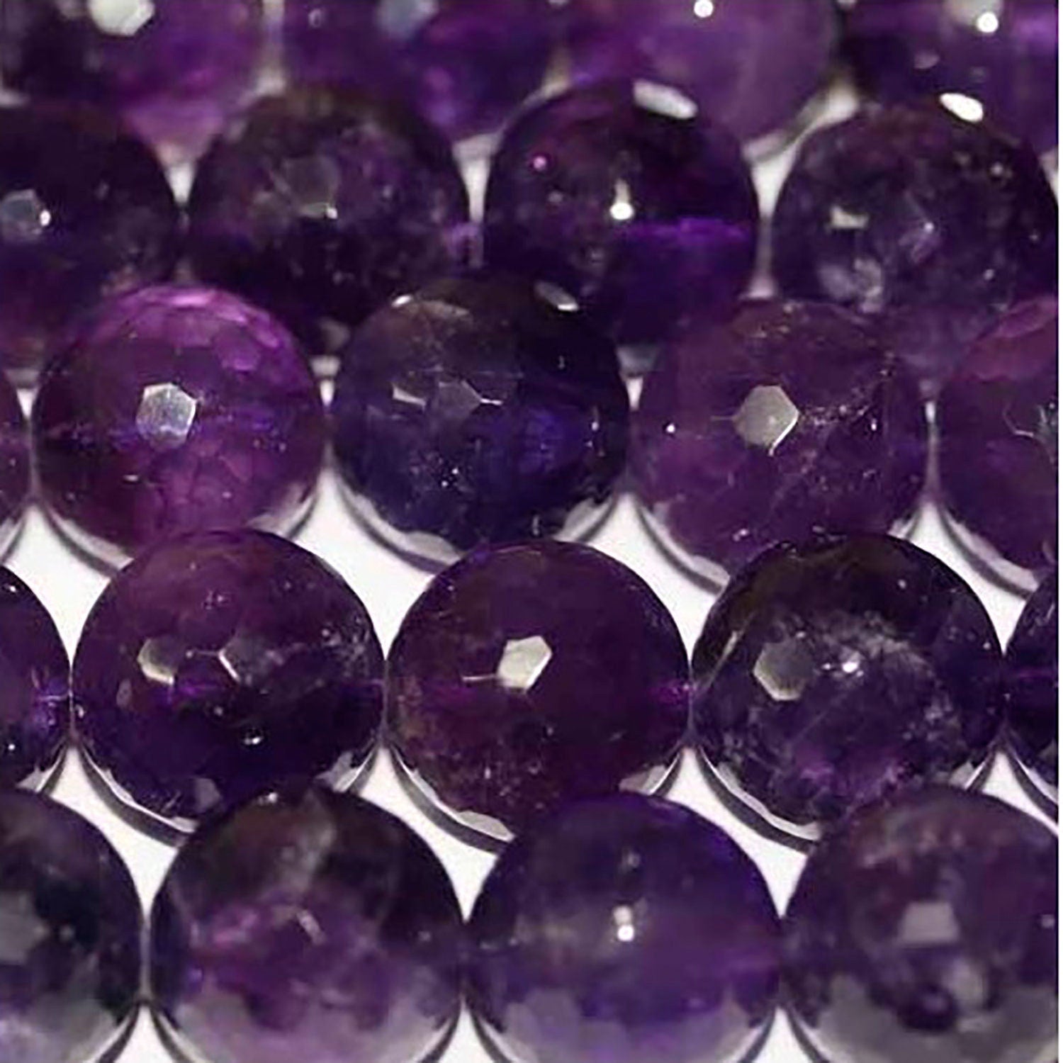 Cuentas redondas facetadas de amatista de 16" (16 mm) - Hilo de 40 cm