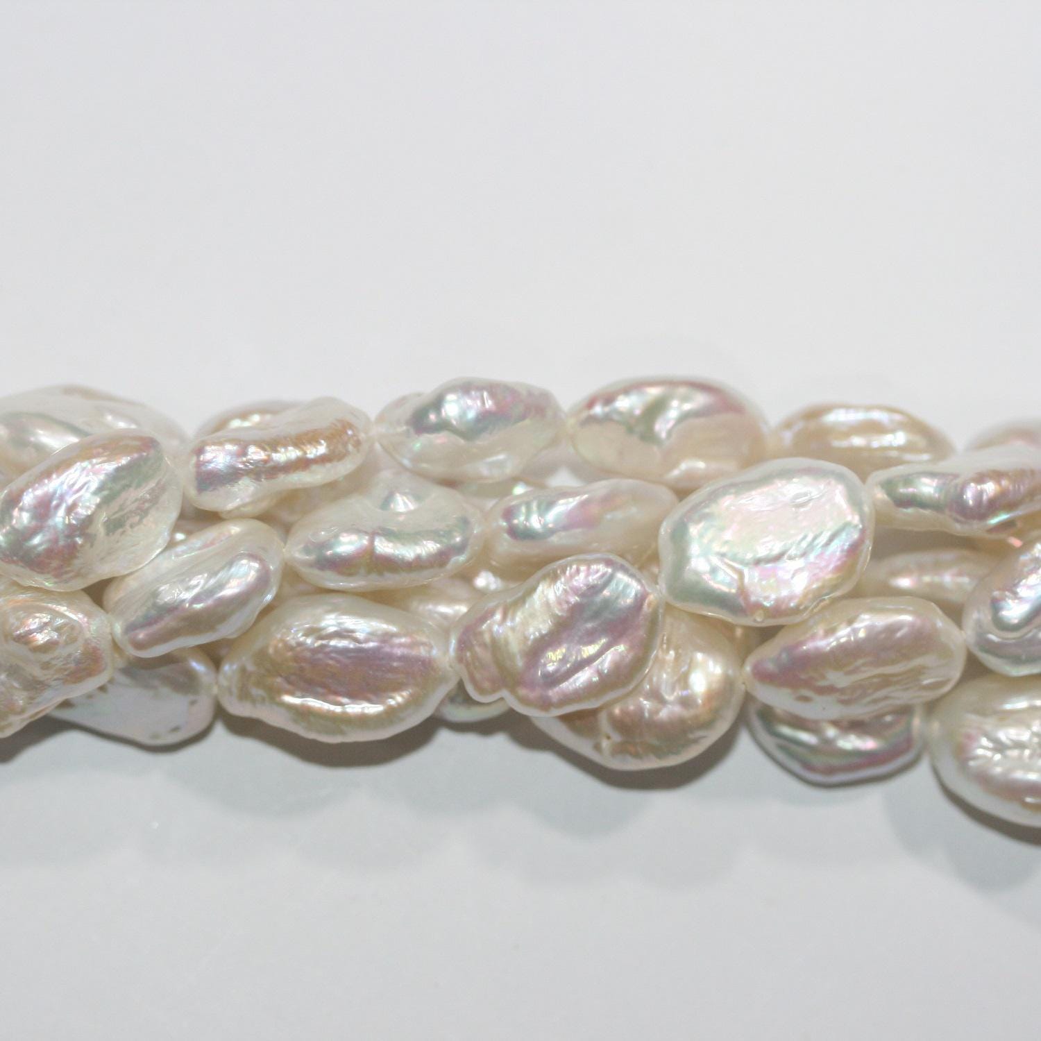 Perles baroques d'eau douce St 16" (15 x 10 mm), fil de 40 cm. - Article 14772 - Perles naturelles - Prix de gros