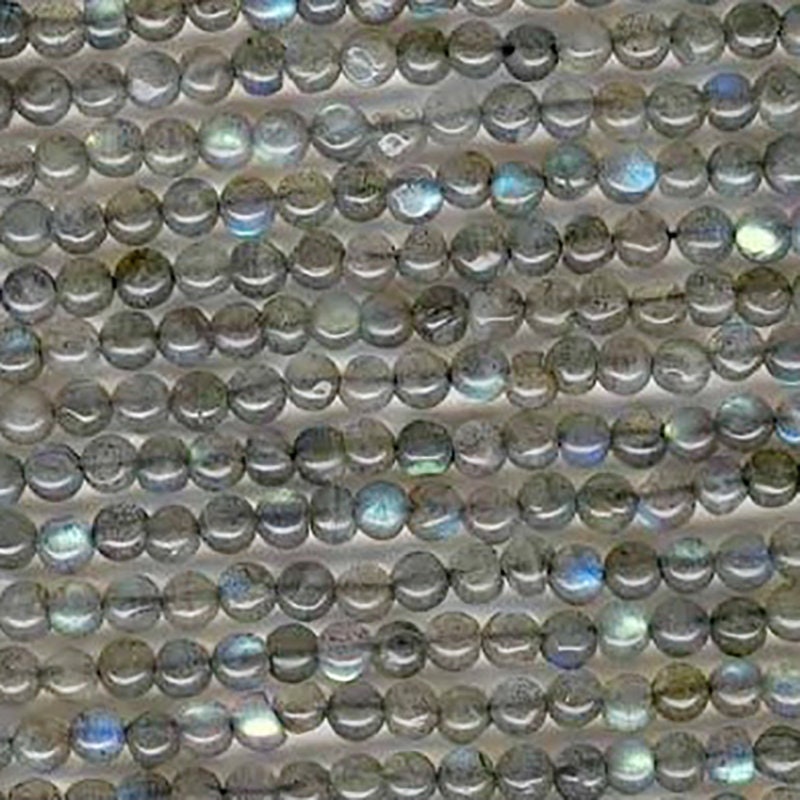 Perles rondes de labradorite de Saint-Labrador, 3-4 mm, 38 cm de long