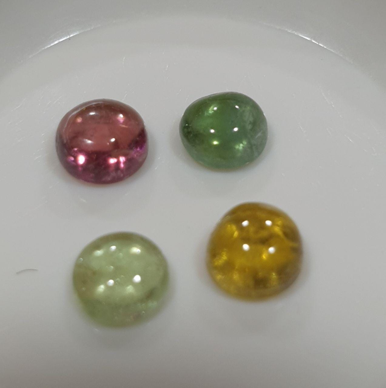 Tourmaline Lot Round Cabochons 5mm.-(4pcs)  -Gemstone Parcels-Loose Stones Wholesale Price