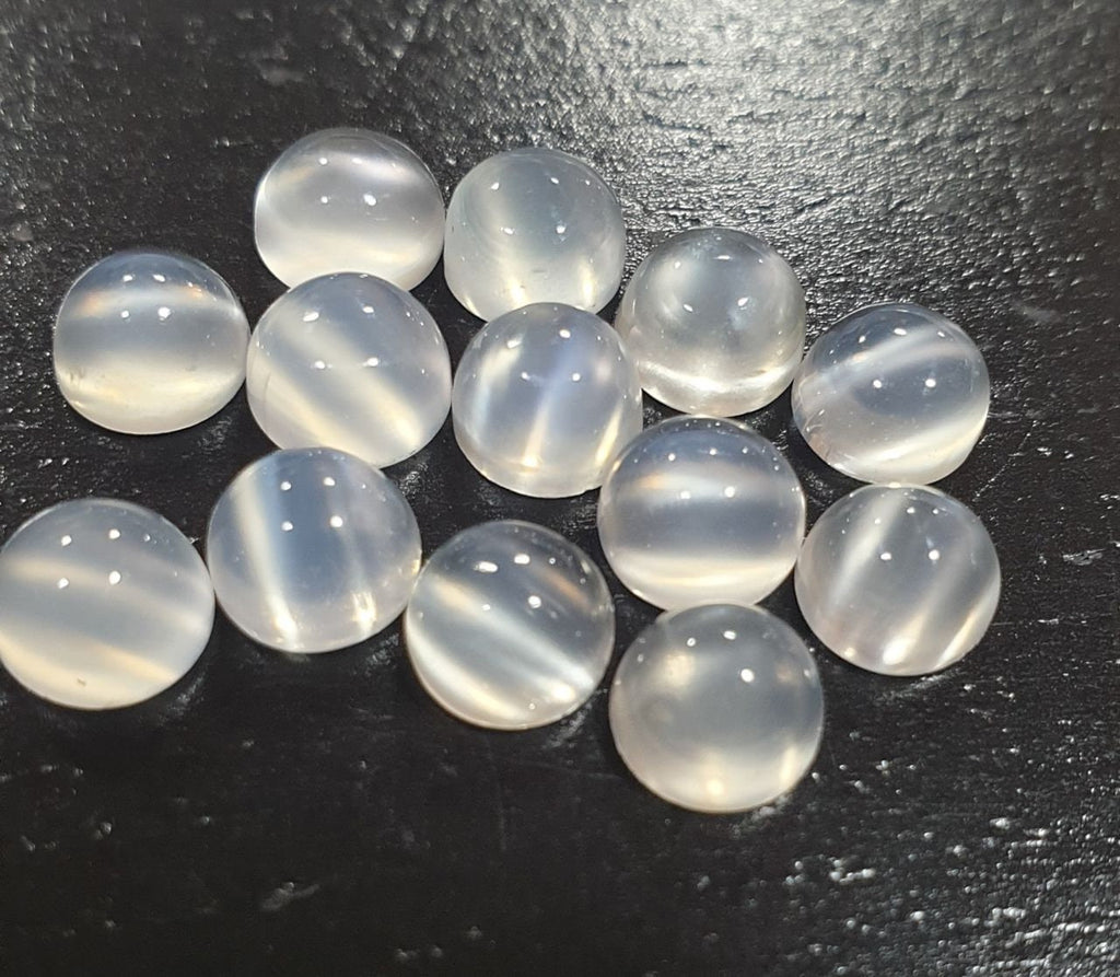 10Pcs Lot Cats Eye Moonstone Round Cabochon 6 mm. (10 pcs.)
