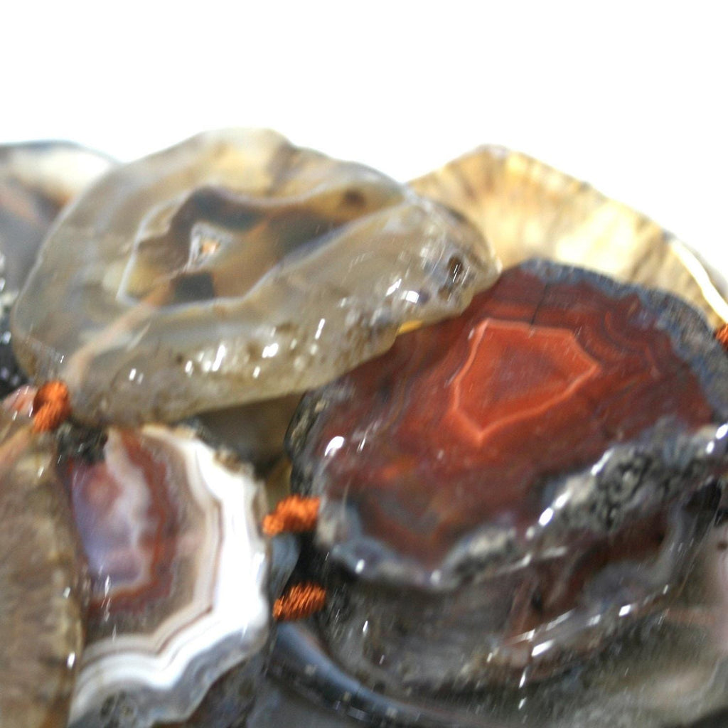 Cuentas planas irregulares y lisas de ágata marrón de 16", 50 x 38 mm. Tira de 40 cm.