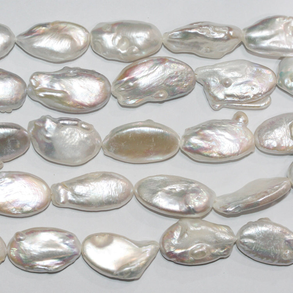 Perles baroques ovales d'eau douce St St 15" (environ 28 x 14 mm) - Longueur du collier : 39 cm - Perles naturelles - Prix de gros