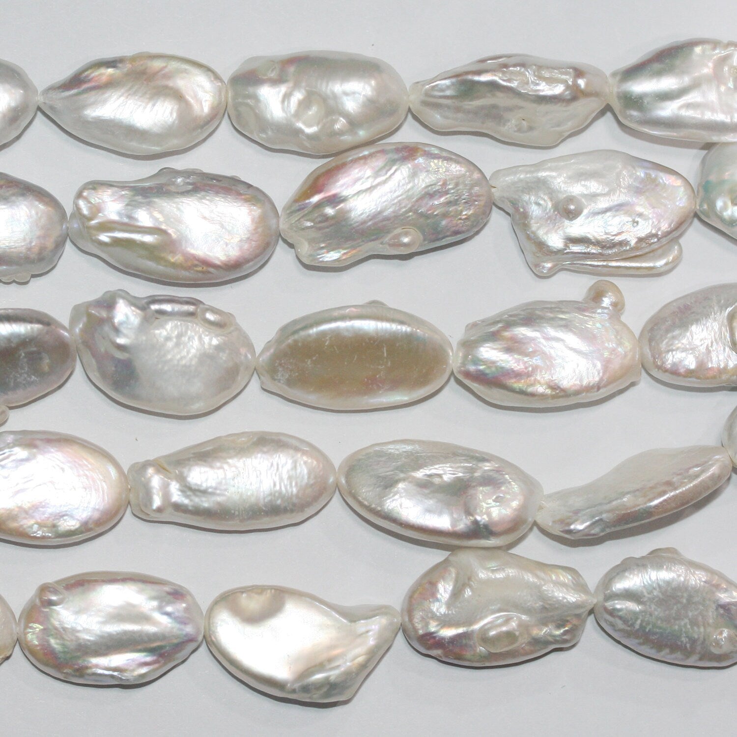 Perles baroques ovales d'eau douce St St 15" (environ 28 x 14 mm) - Longueur du collier : 39 cm - Perles naturelles - Prix de gros