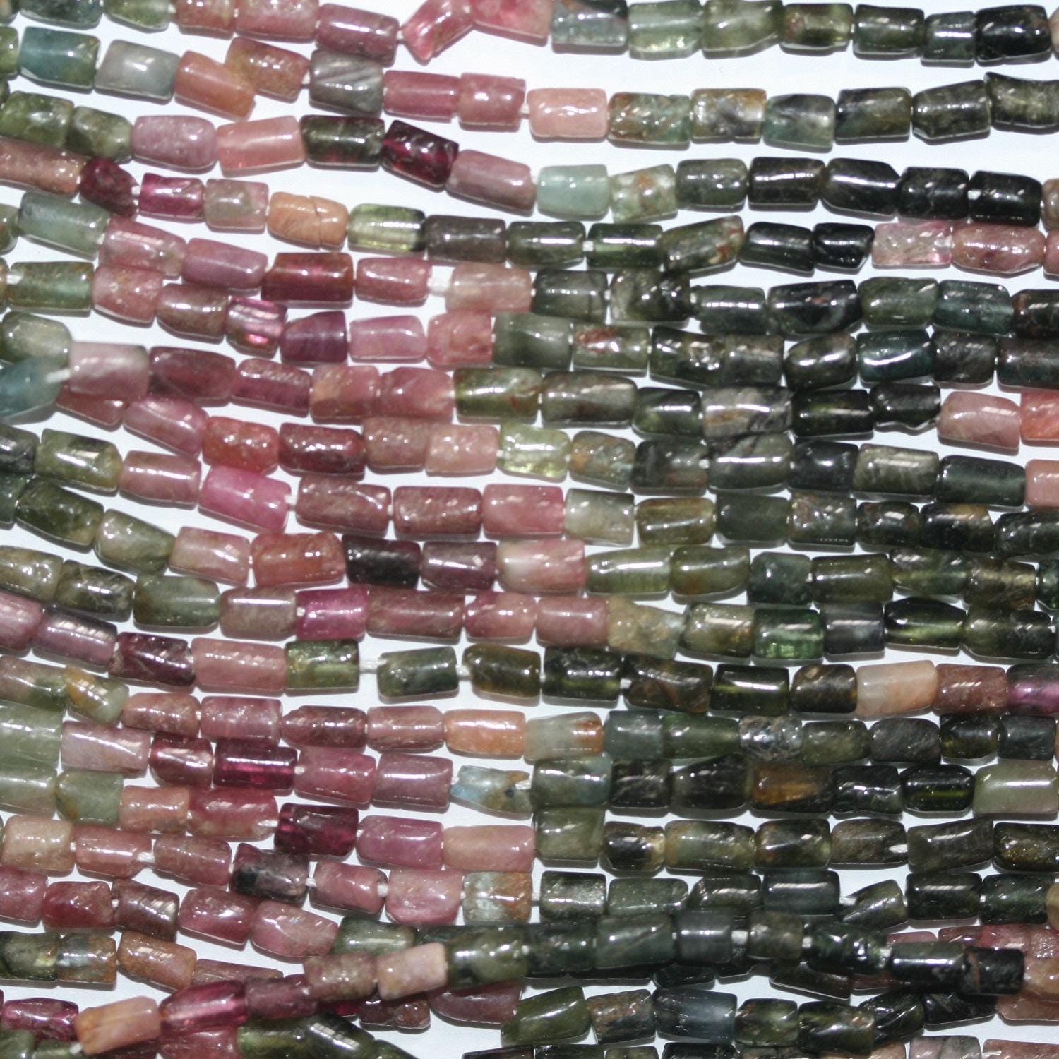 13" St Tourmaline Smooth Tube Beads 5x3mm.-Approx.-Strand 35cm.