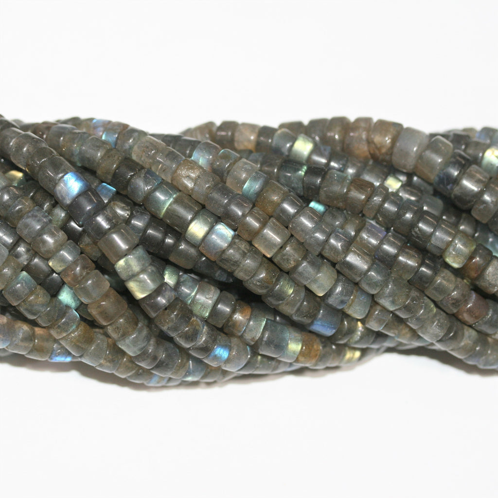 14" St Labradorite Smooth Disc Beads 7x4mm. Approx.- Strand 36cm.