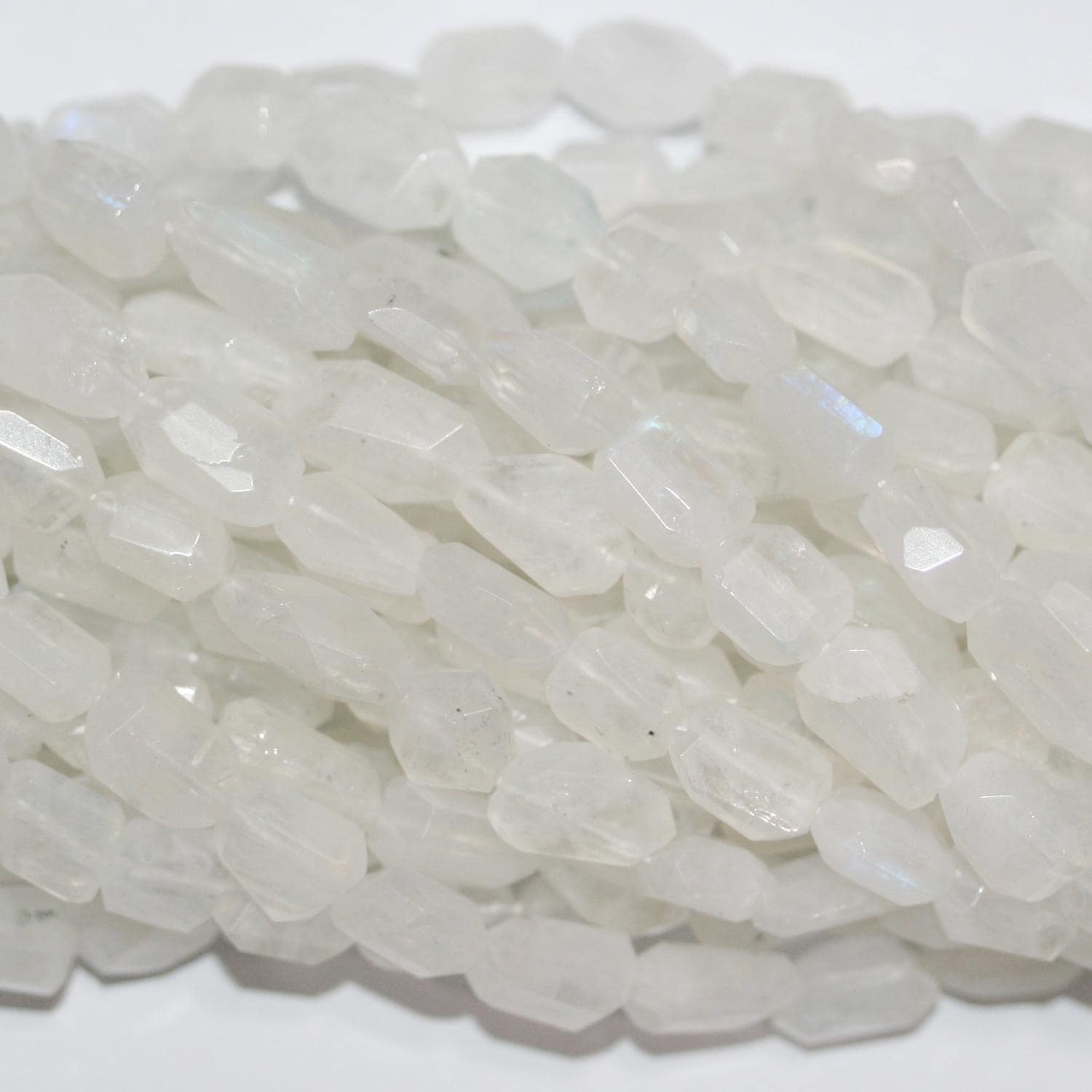 10" St Moonstone Faceted Nugget Beads 12x7mm.Approx.-Strand 26cm.