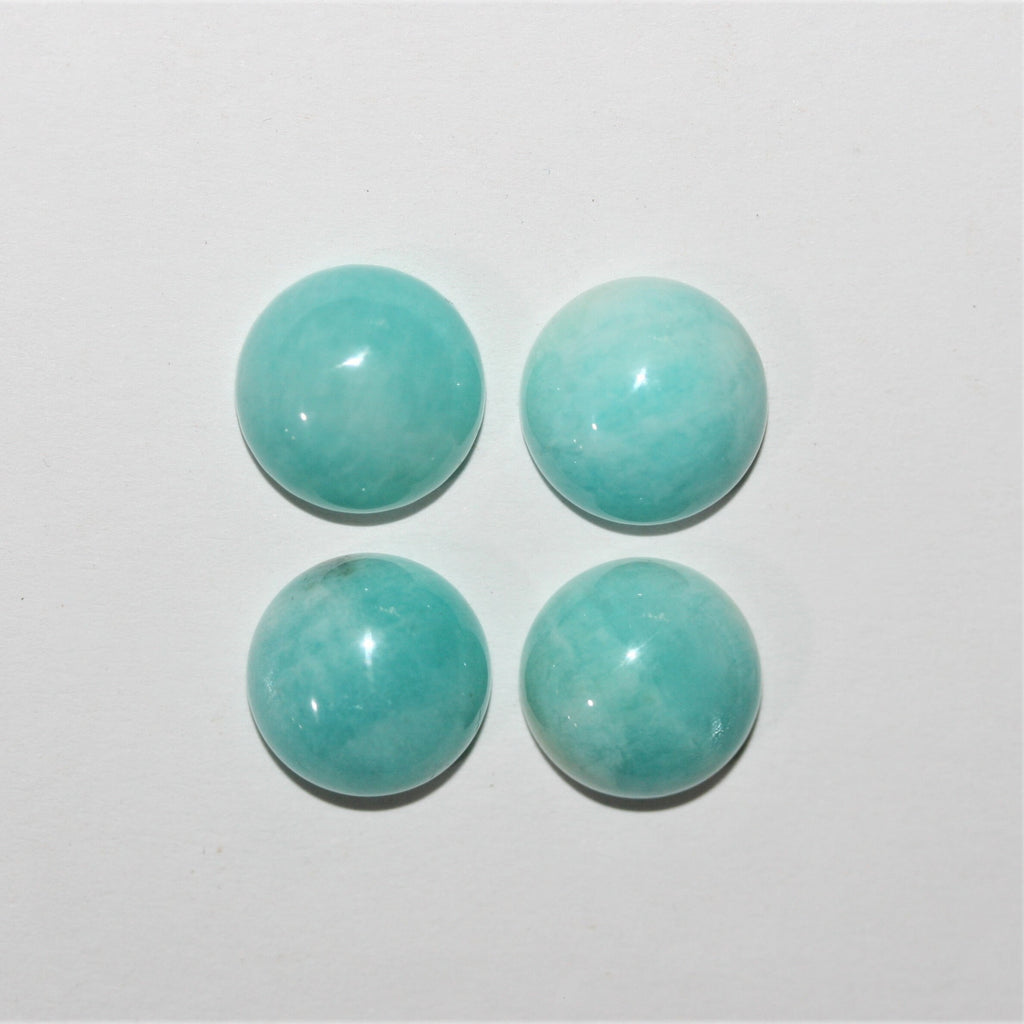 Lote de 4 cabujones redondos de amazonita peruana (4 piezas) 12 mm.