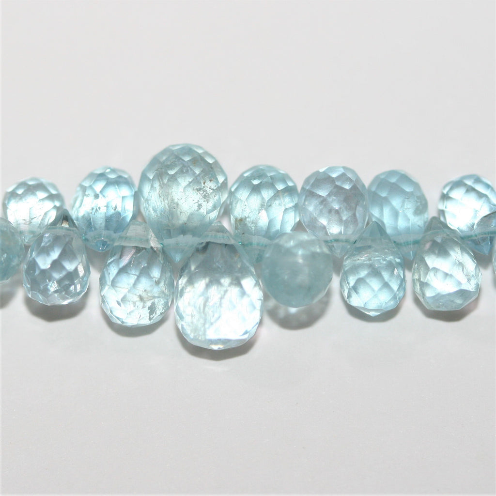 Cuentas de aguamarina facetadas de 8" x 7 x 4 mm, aprox. - Hilo de 21 cm.