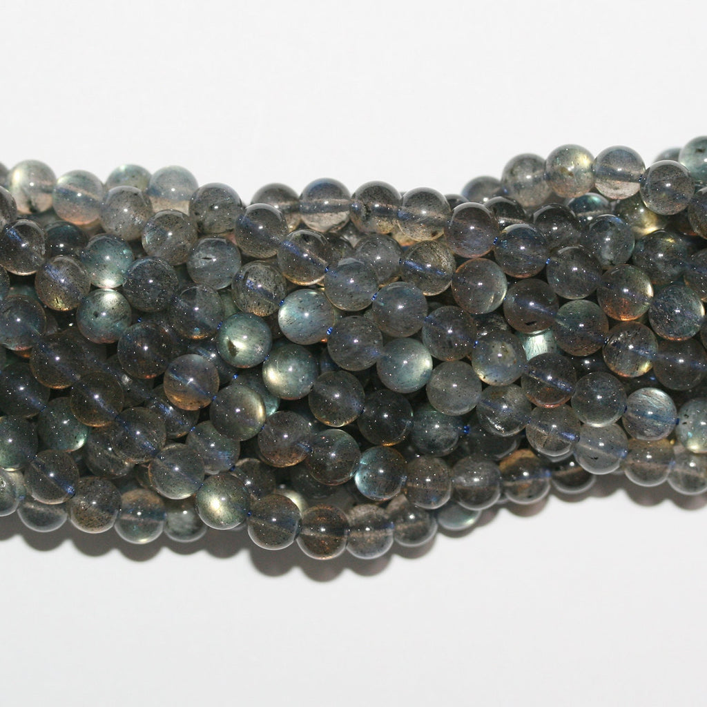 Cuentas redondas lisas de labradorita de 16", 6-6,5 mm, hilo de 40 cm.