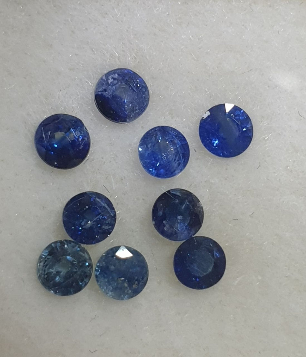 Lote de 9 zafiros azules naturales de color superior, redondos y facetados de 3,3 mm. - Paquetes de piedras preciosas - Piedras sueltas al por mayor - Gemas naturales