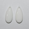 Pendentif goutte lisse en agate blanche naturelle (1 paire) 30 x 13 mm, pierre précieuse, vente en gros.