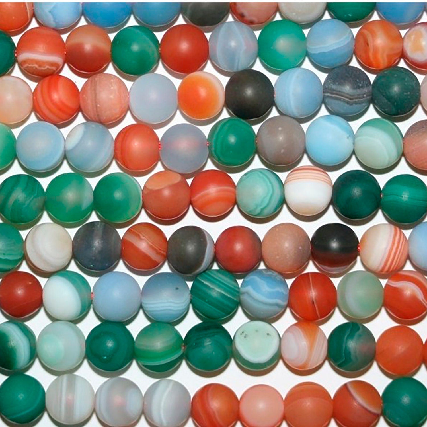 Cuentas redondas de ágata multicolor de 16" con acabado mate, 6 mm (tira de 40 cm)