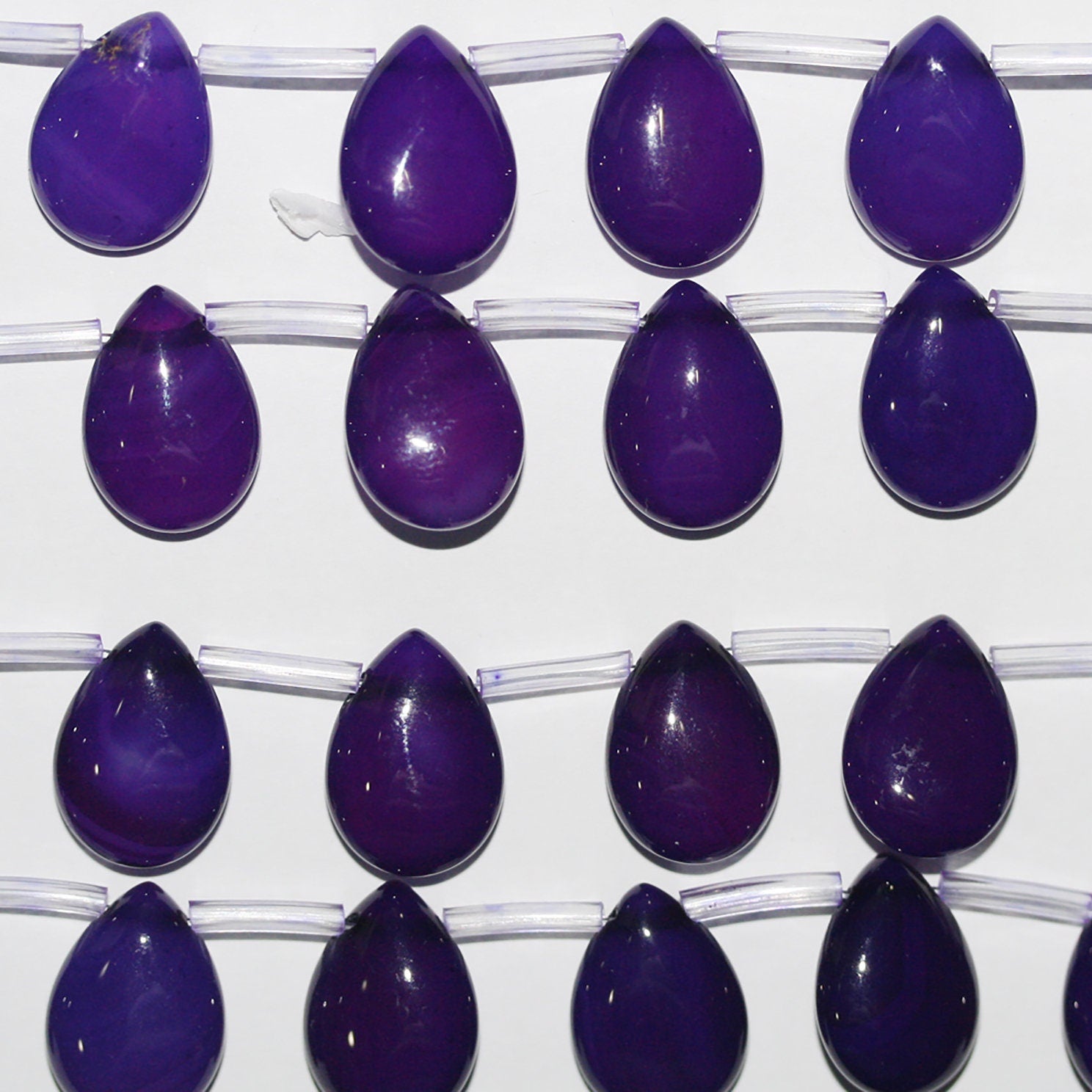 Cuentas lisas de ágata morada de 16" (18 x 13 mm) - Hilo de 40 cm