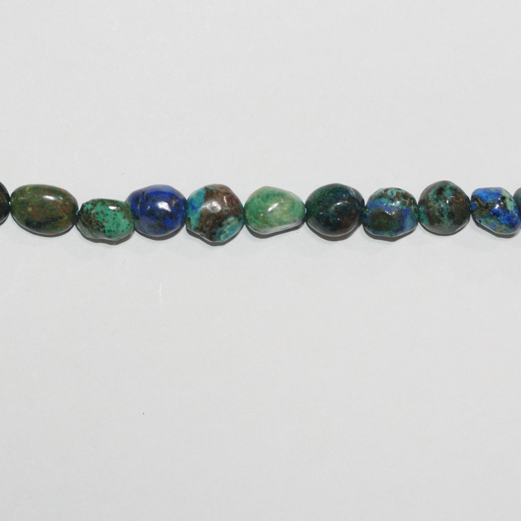 16" Perlas Nugget Lisas de Azurita Santa de 9-10 mm - Hilo de 40 cm.