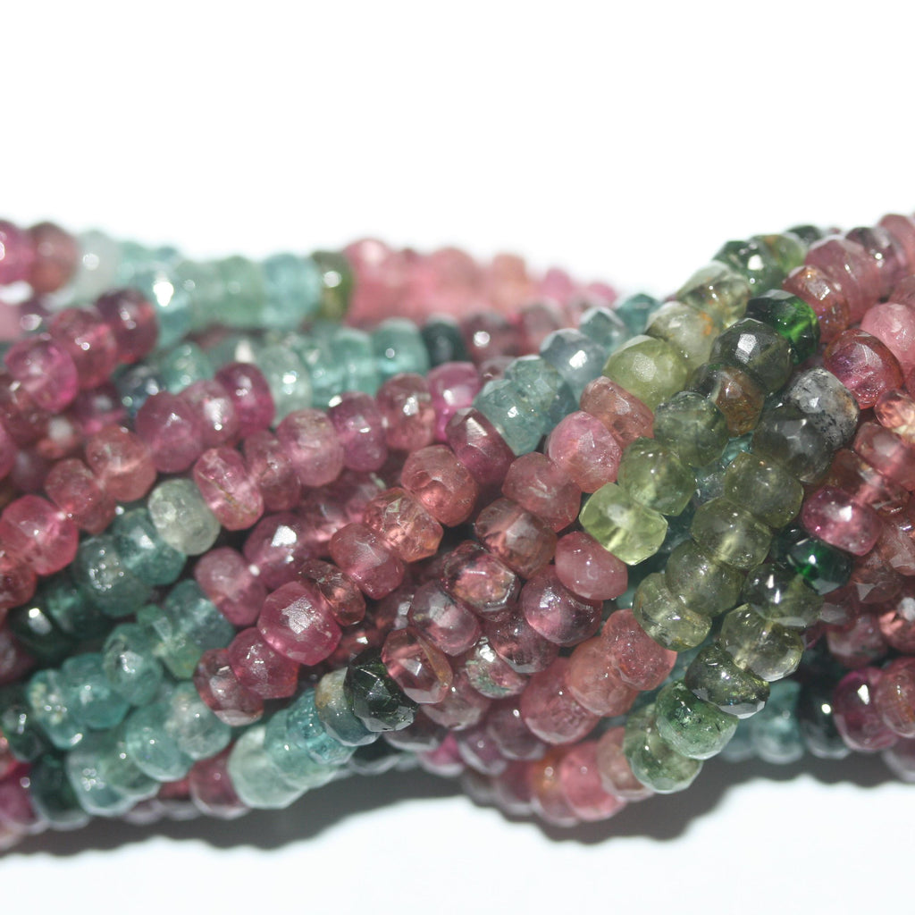 13" St Tourmaline Faceted Rondelle Beads 5x3mm.-Strand 33cm