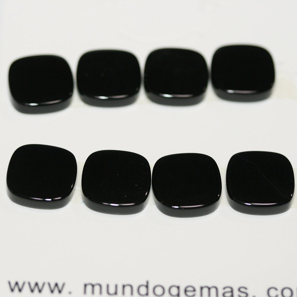 Lote de 8 cabujones planos y cuadrados de ónix liso de 12 mm y 3 mm de grosor. (8 piezas)