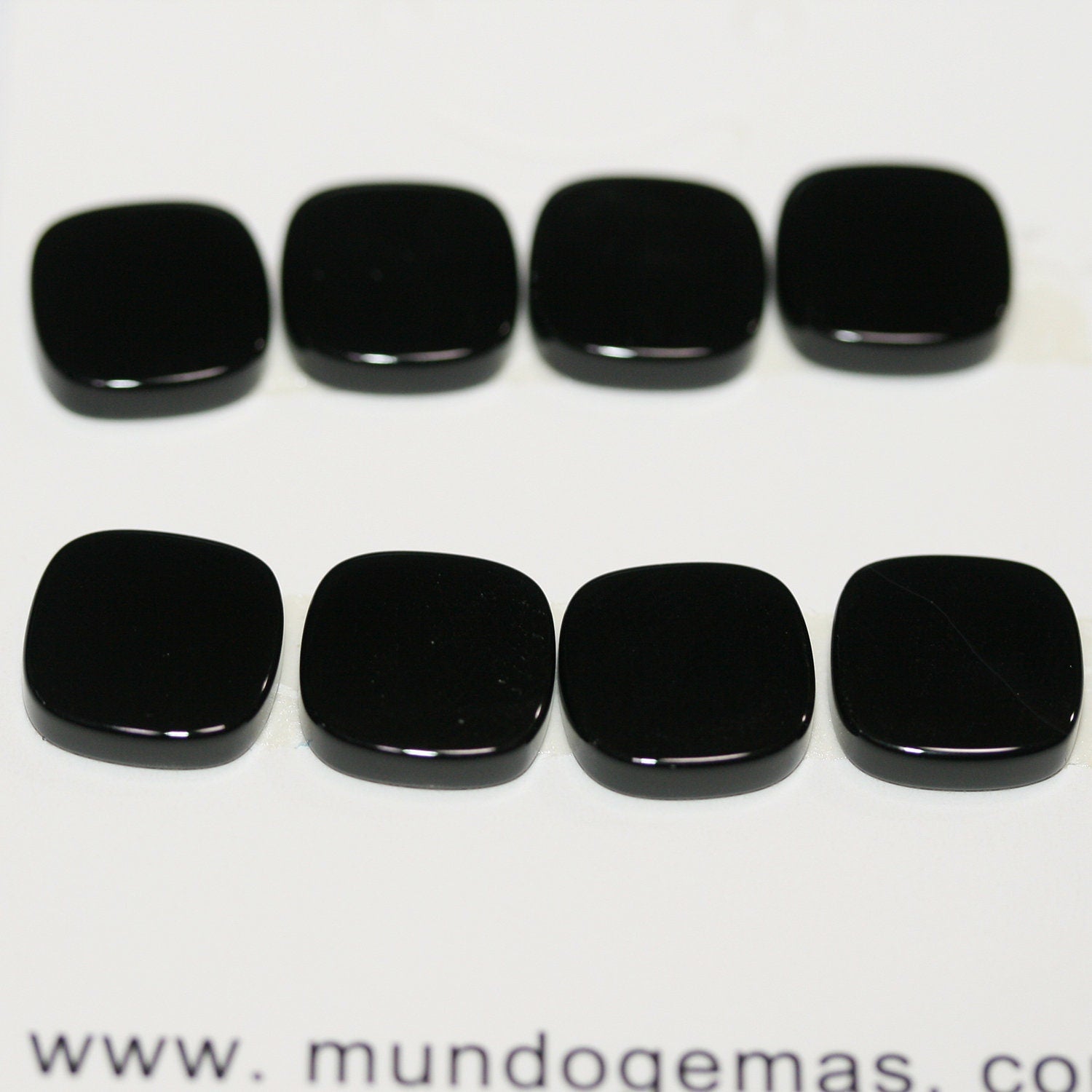 Lote de 8 cabujones planos y cuadrados de ónix liso de 12 mm y 3 mm de grosor. (8 piezas)