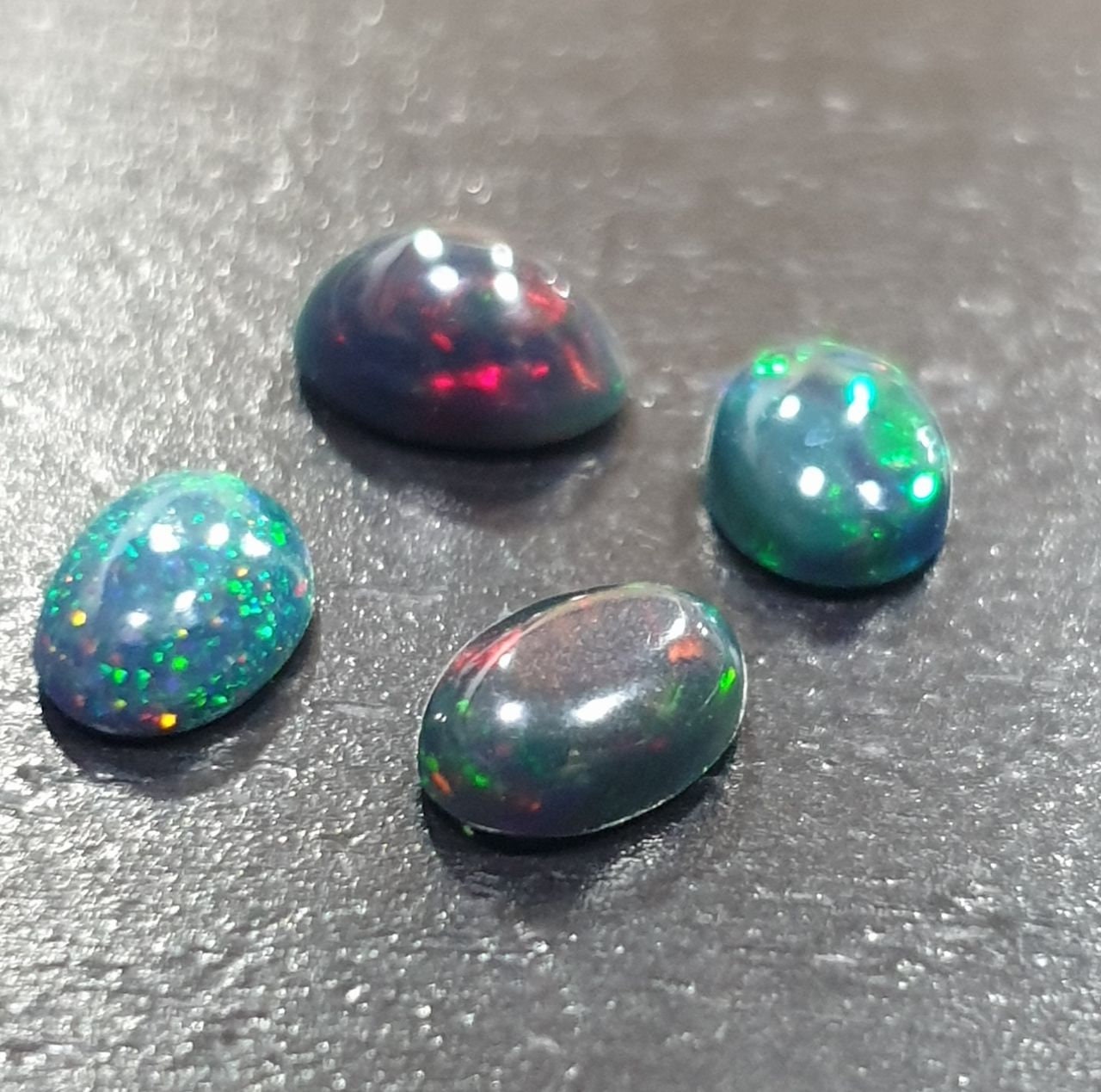 Ethiopian Black Opal Lot Oval Cabochon 7x5mm. (4 pcs)  -Gemstone Parcels-Loose Stones Wholesale Price