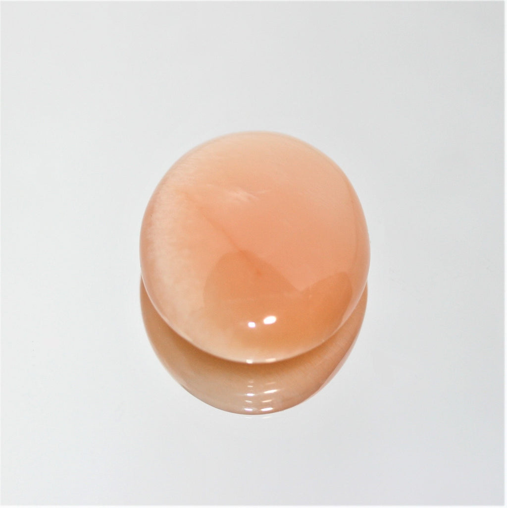 Gros cabochon ovale en pierre de lune pêche, 30 x 24,5 mm (50,78 ct) - Pierre de collection, fournisseur de pierres rares - Gemmes naturelles