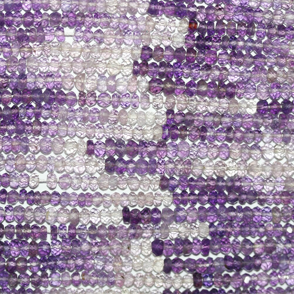 Perles rondelles à facettes en améthyste ombrée, 37 cm (14 pouces), 3 x 2 mm. Longueur du fil : 37 cm.