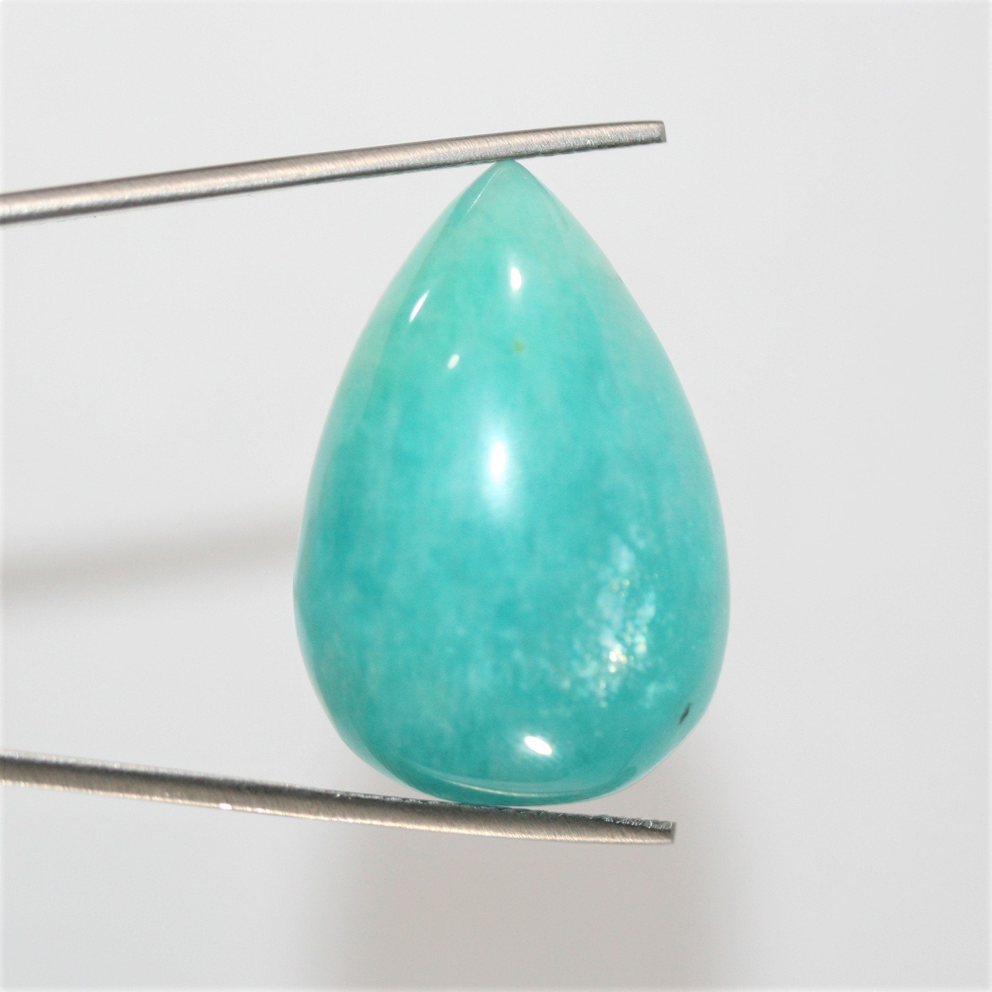 Deep Blue Amazonite Drop Cabochon 32.8x22.3mm 54.44ct Top Color Designer Cabochon