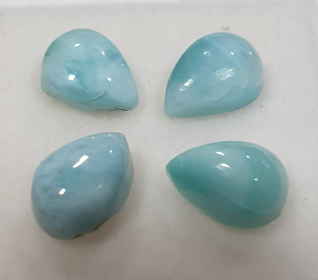 Larimar Lot Drop Cabochon 7x5mm.-(4Pcs)