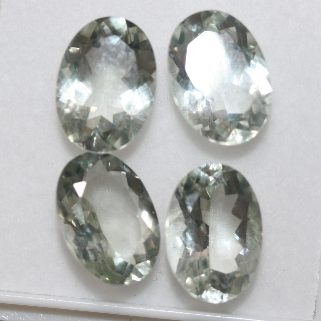 Lote de 4 piezas de prasiolita facetada ovalada de 14 x 10 mm (4 piezas) - Artículo 660LO