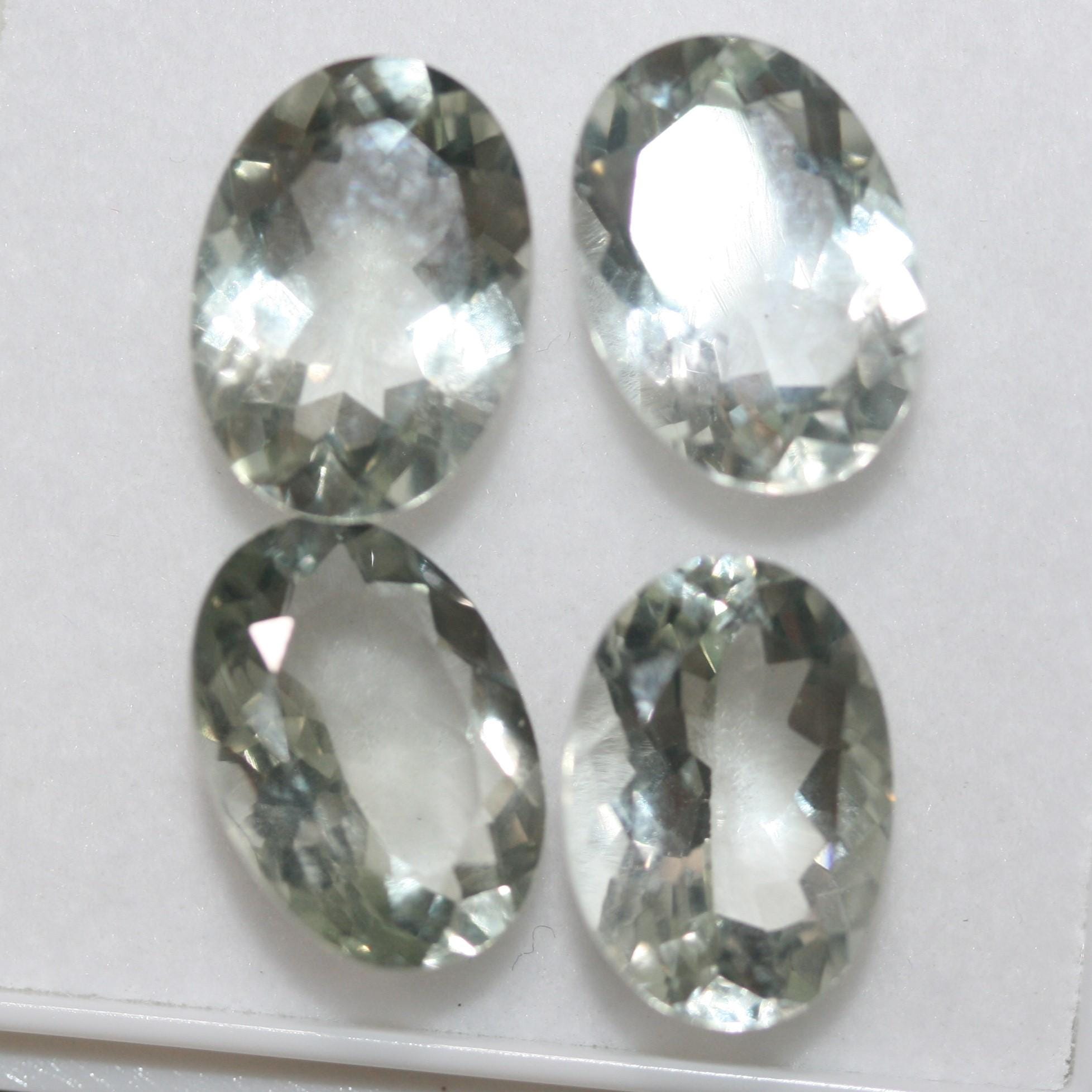 Lote de 4 piezas de prasiolita facetada ovalada de 14 x 10 mm (4 piezas) - Artículo 660LO